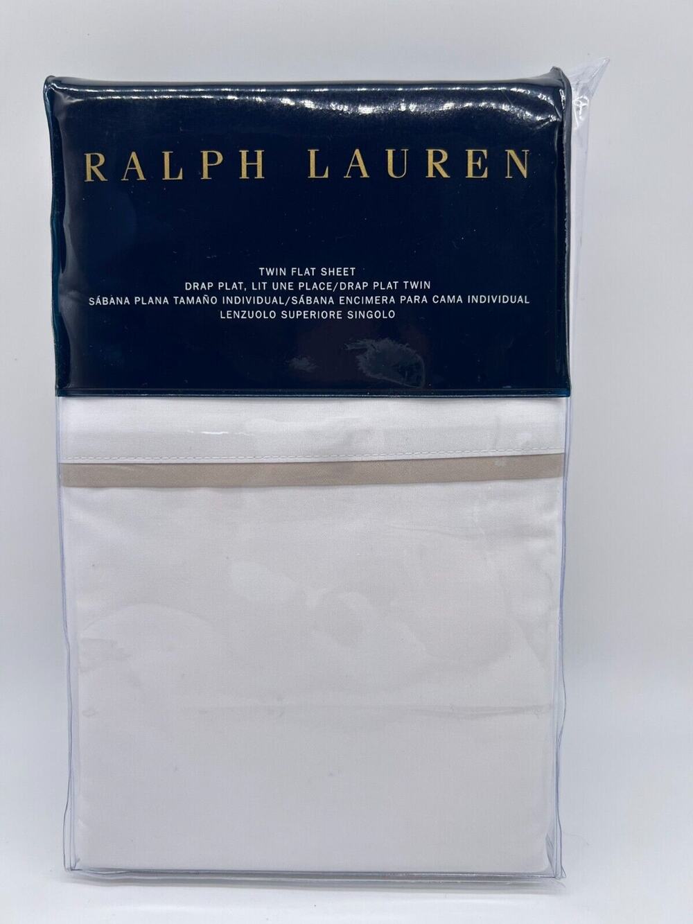 Ralph Lauren RL Palmer Percale White Twin Flat Sheet Pale Flnl $115 NWT